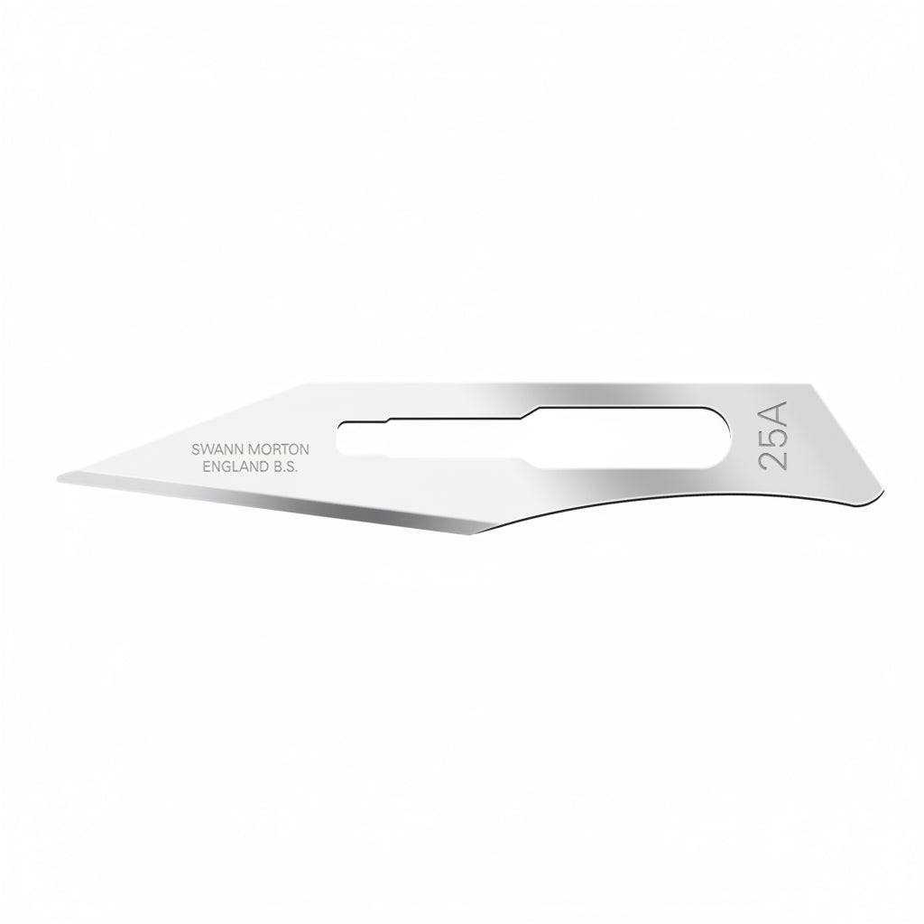 02SMV25A CARBON STEEL, NON-STERILE SZ  25A-SWANN MORTON BLADE 100/box (20pks of 5 blades)