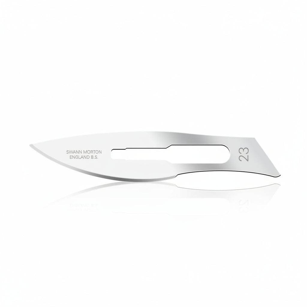 02SMV23 CARBON STEEL, NON-STERILE SZ  23-SWANN MORTON BLADE 100/box (20pks of 5 blades)